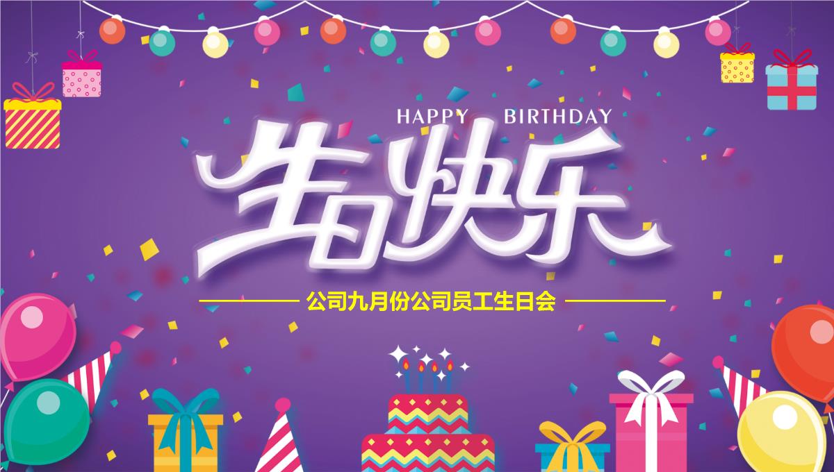 高端大气生日快乐聚会员工生日PPT模板