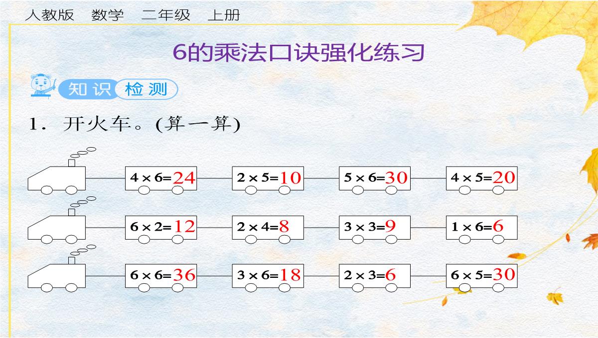 二年级上册数学习题第5课时6的乘法口诀强化练习人教版PPT模板_03