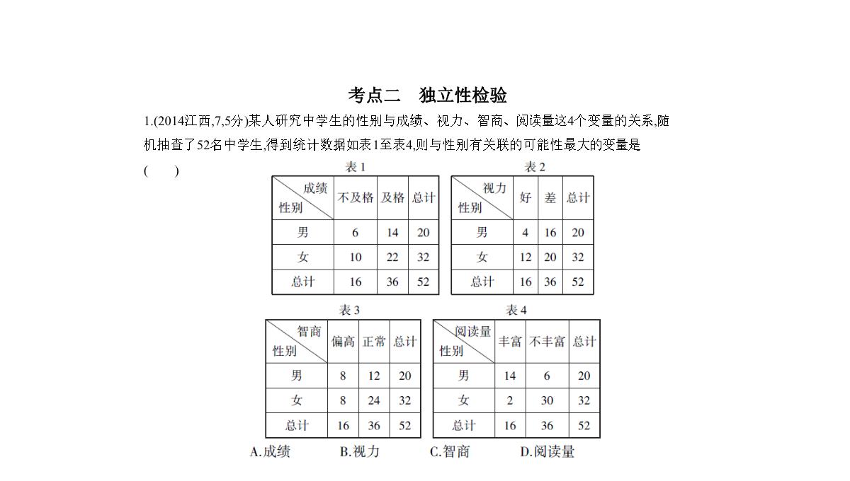 2019届高考数学(文科新课标B)一轮复习课件：11.4-变量间的相关关系与统计案例+(共42张)PPT模板_20