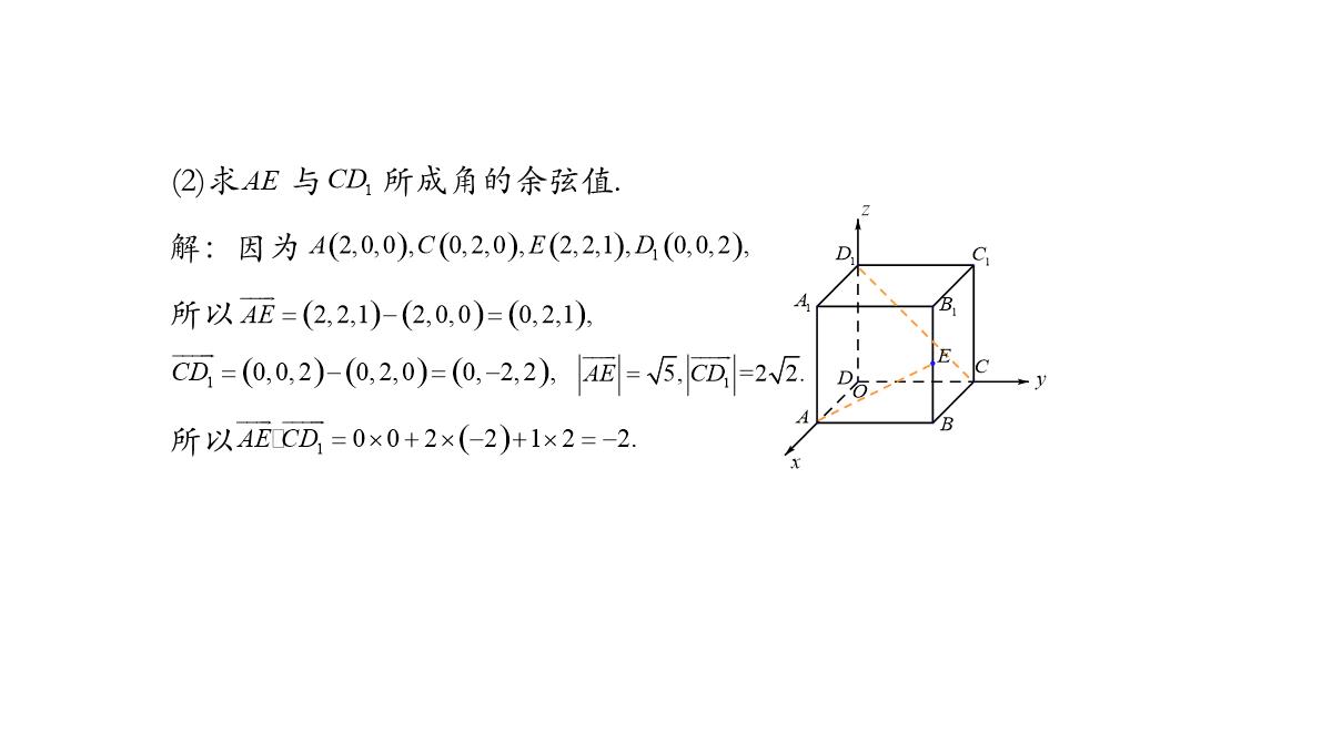 高中数学人教A版选择性必修第一册张一章1.3.2空间向量运算的坐标表示-课件(共22张PPT)PPT模板_97