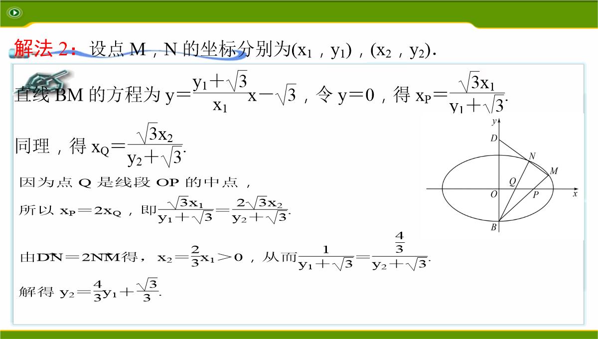 江苏2020届高三数学二轮复习-第12讲--利用椭圆中相关点法探求直线的斜率问题基础版(共49张PPT)PPT模板_24