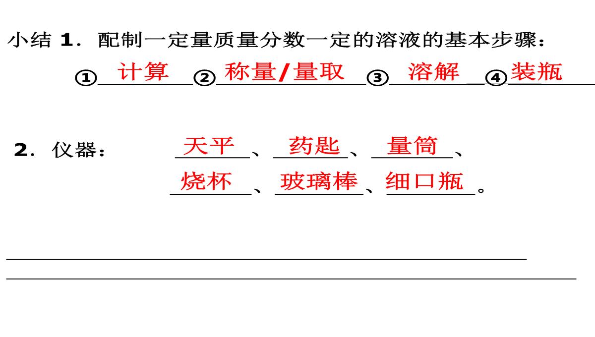 初中化学第九单元课题3溶质的浓度-2一定溶质质量分数的溶液的配制PPT模板_06