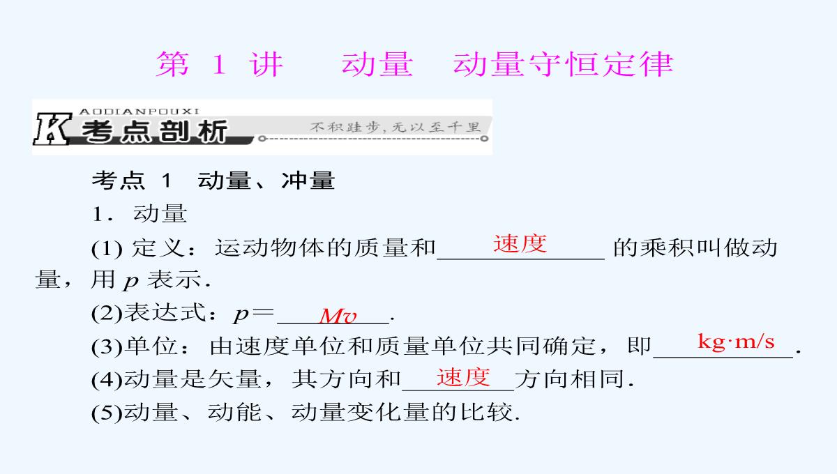 2014届《南方新课堂·高考总复习》物理一轮复习课件：专题六-第1讲-动量-动量守恒定律PPT模板_04