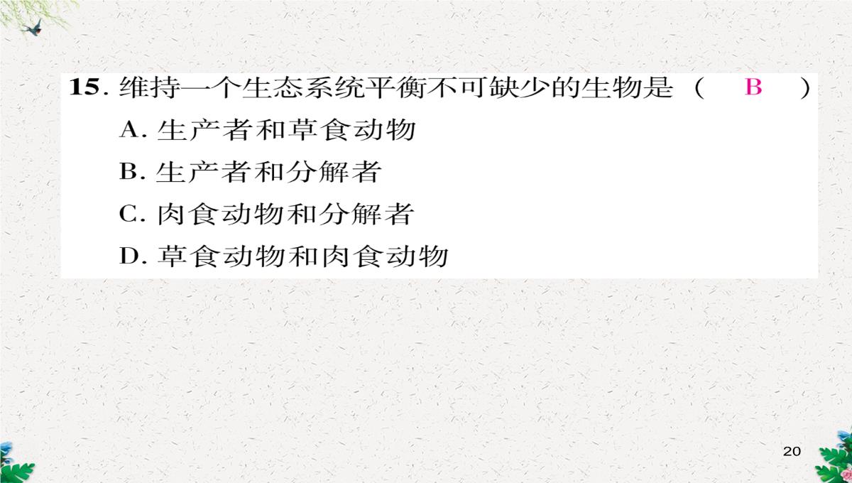 七年级生物上册人教版同步作业课件：1.2.3-生物圈是最大的生态系统PPT模板_20