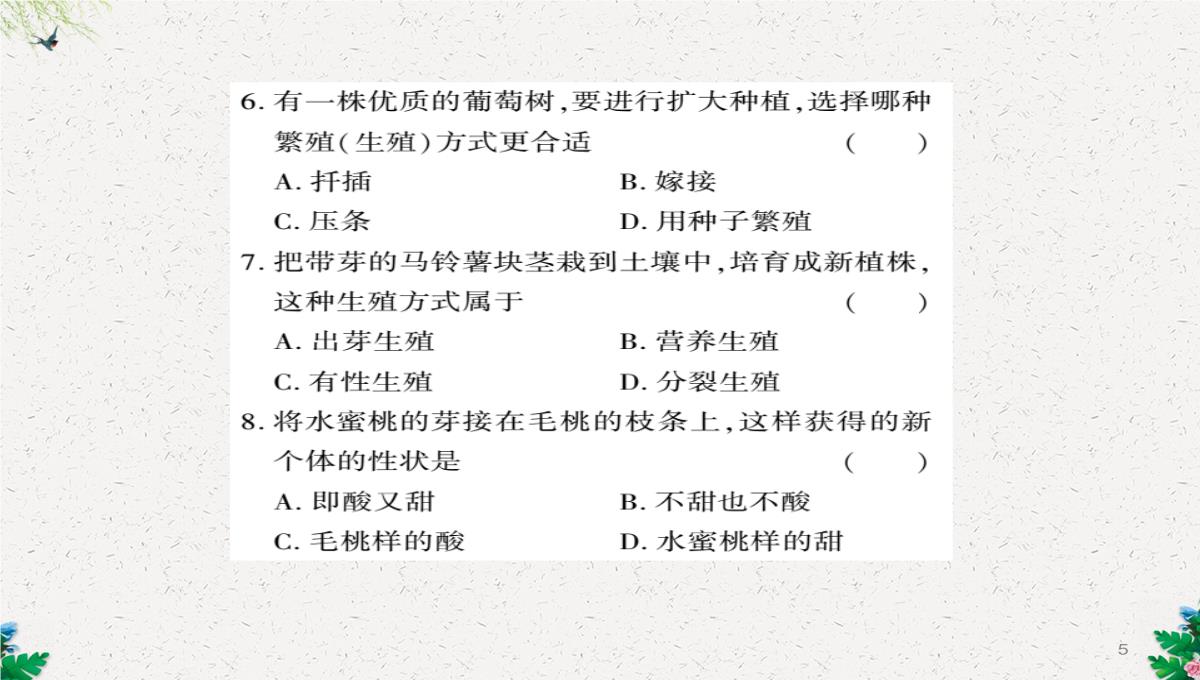 八年级生物上册第六单元第19章第3节植物的生殖方式习题课件新版北师大版PPT模板_05