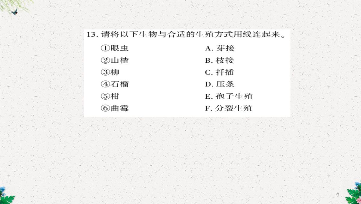 八年级生物上册第六单元第19章第3节植物的生殖方式习题课件新版北师大版PPT模板_09