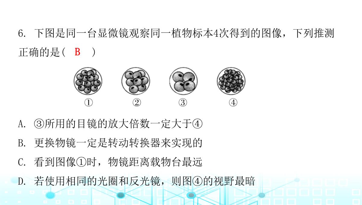 最新人教版七年级上册生物第二单元第1章细胞是生命活动的基本单位第1节练习使用显微镜PPT模板_08