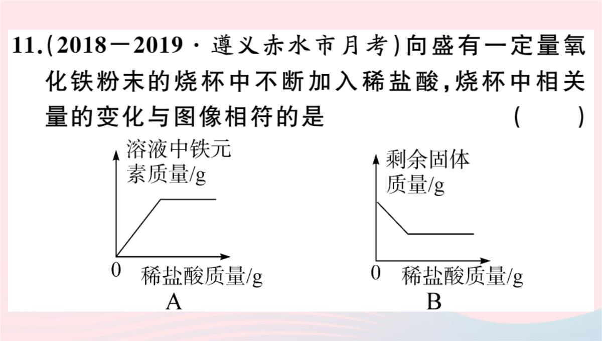 贵州专版2020春九年级化学下册第十单元酸和碱课题1常见的酸和碱第2课时酸的化学性质习题PPT模板_17