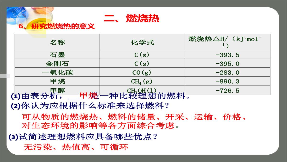 第一章第一节第二课时《热化学方程式燃烧热》课件高二化学人教版选择性必修1PPT模板_16