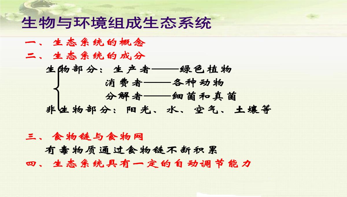 初中生物七上《2.2第二节-生物与环境组成生态系统》优质课件(两套)PPT模板_23