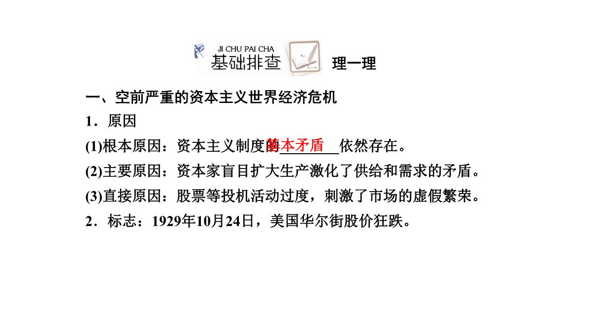 2020高考历史人教通用版新一线学案课件：第33讲-空前严重的资本主义世界经济危机与罗斯福新政PPT模板_12