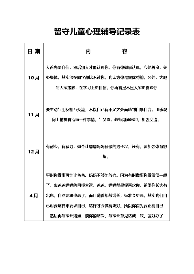 留守儿童成长档案Word模板_33