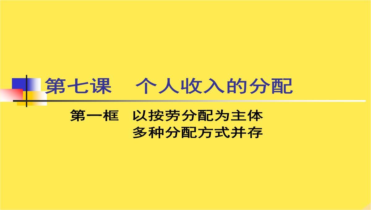 人教版高一上按劳分配为主体-多中分配方式并存PPT模板