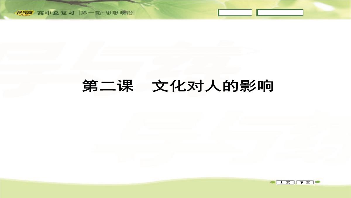 2016高三政治一轮复习课件：必修三-文化生活-第一单元-文化与生活-第二课-文化对人的影响PPT模板