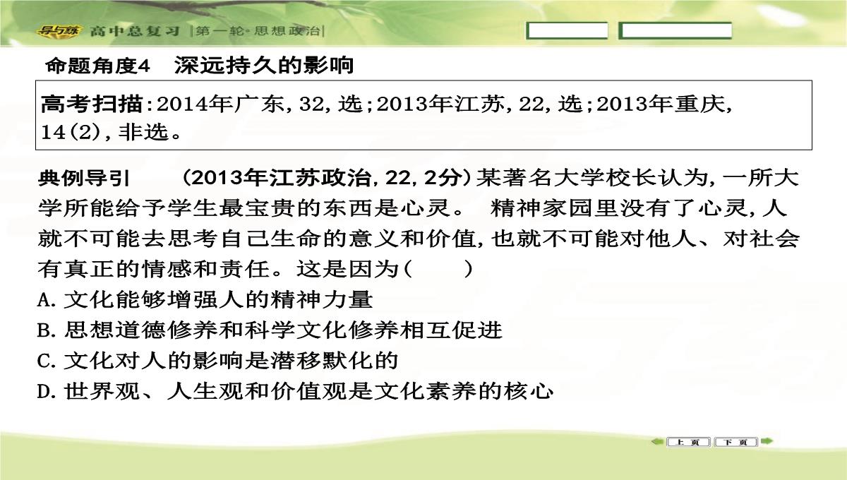 2016高三政治一轮复习课件：必修三-文化生活-第一单元-文化与生活-第二课-文化对人的影响PPT模板_22