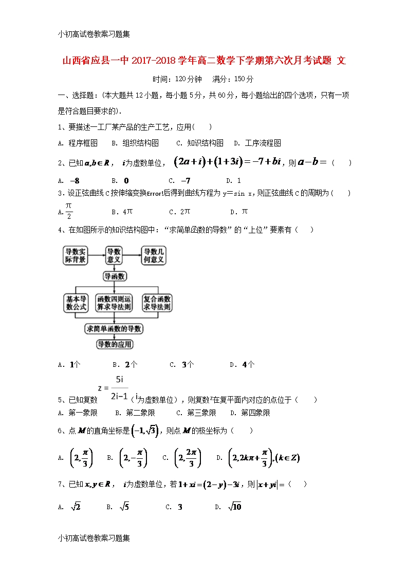 [小初高學習]山西省應縣一中2017-2018學年高二數學下學期第六次月考試題-文Word模板