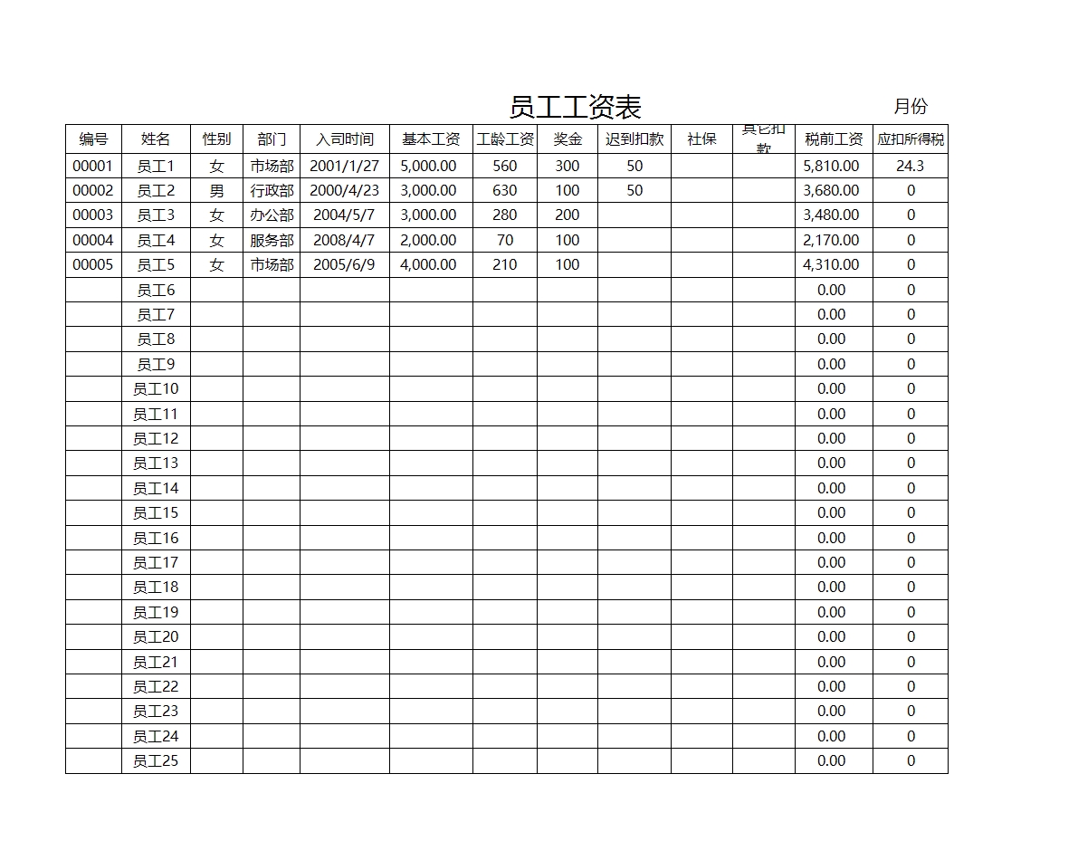 工资管理系统(简单版)Excel模板_02