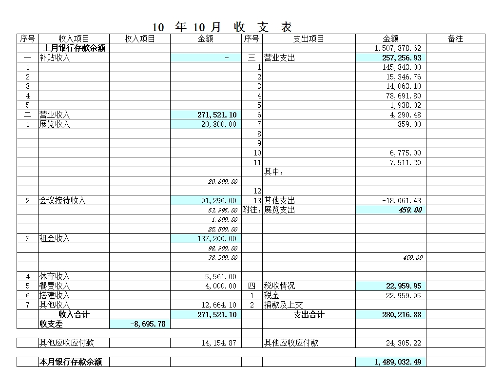 简易收支明细表Excel模板_10