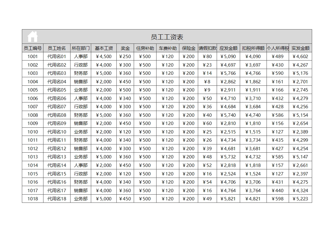 工资管理系统excel模板_02