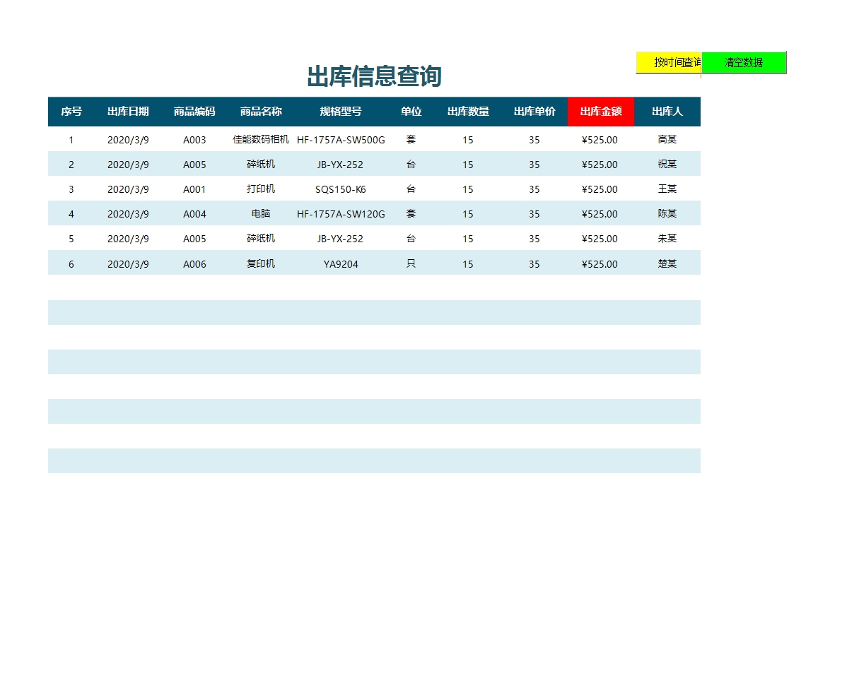 仓库进销存系统(查询库存预警)Excel模板_09