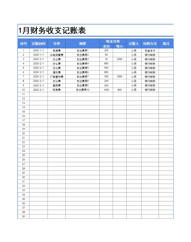 财务记账管理系统(全年记账)Excel模板_04