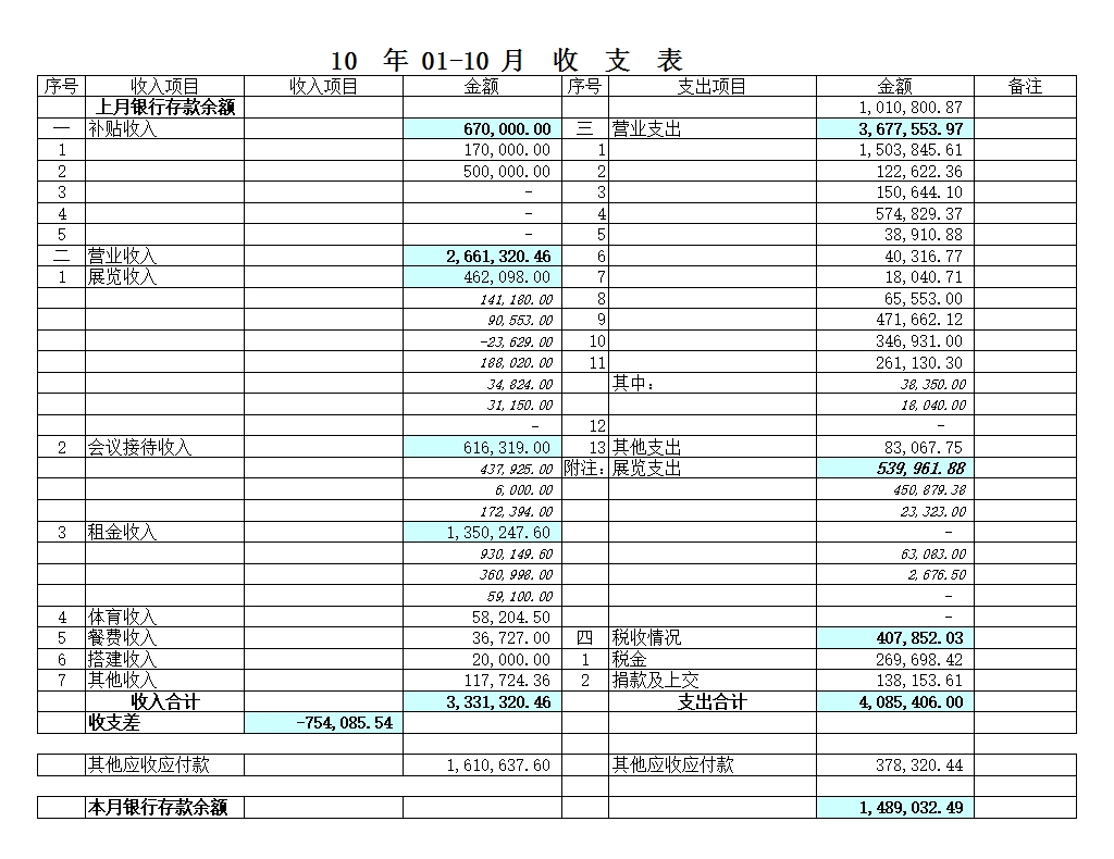 简易收支明细表Excel模板_13