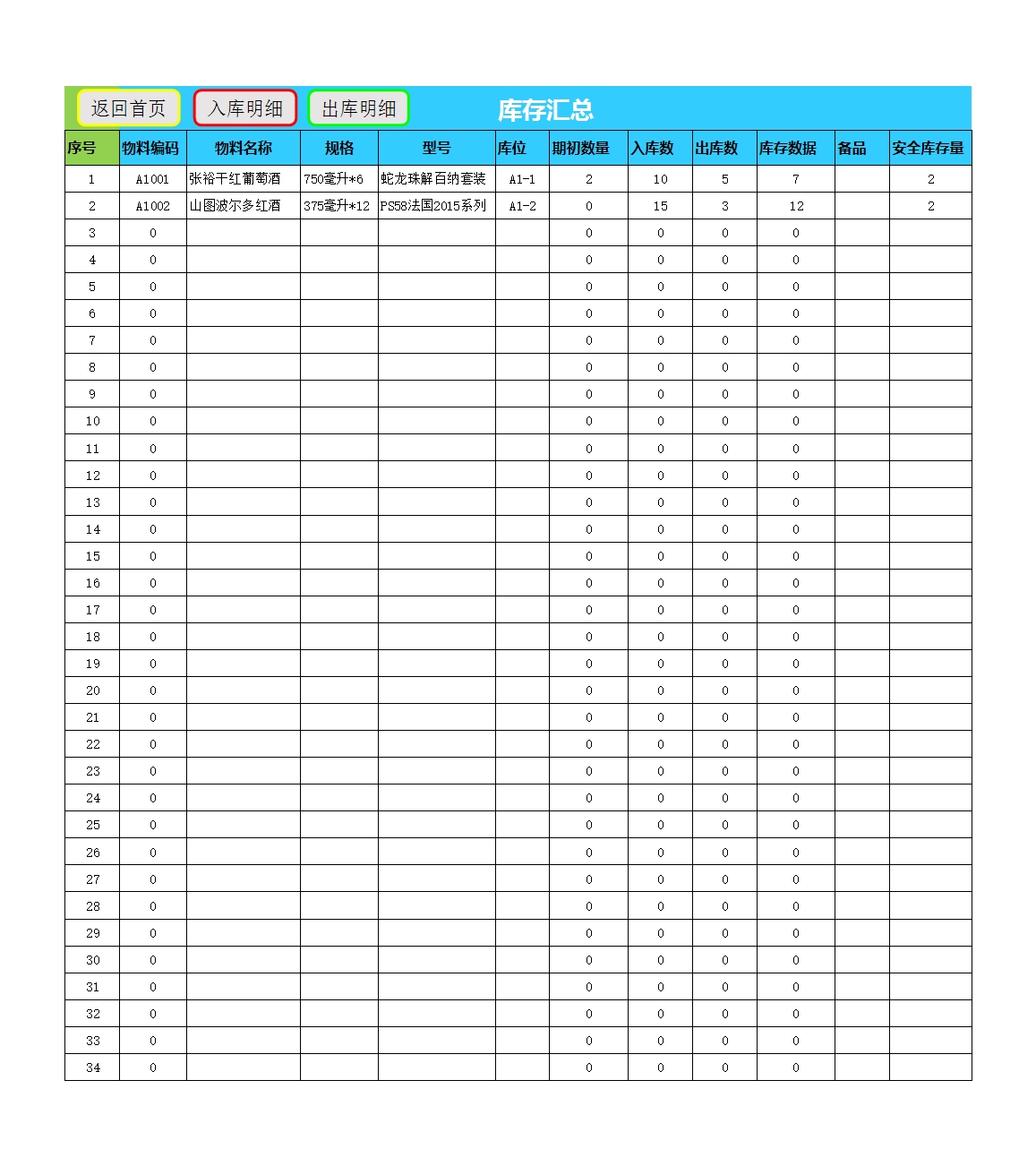 物料进销存管理系统Excel模板_05