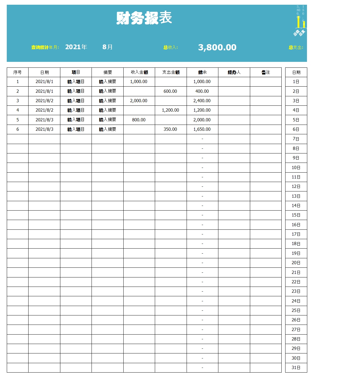 财务记账系统自动报表Excel模板_03