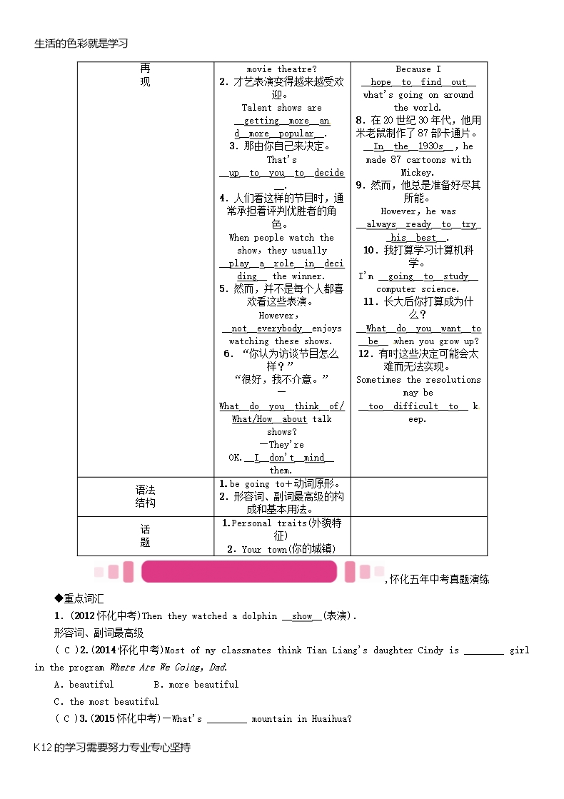 [推荐学习]中考英语命题研究第一编教材同步复习篇第六讲八上Units4-6精讲试题Word模板_02