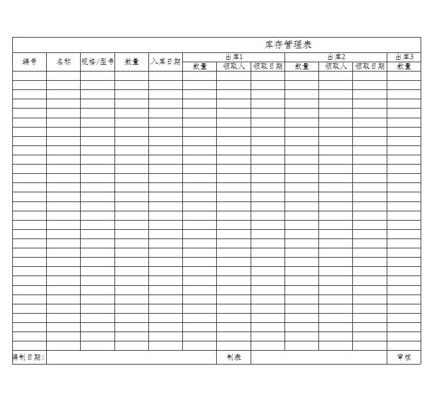 庫存管理表Excel模板