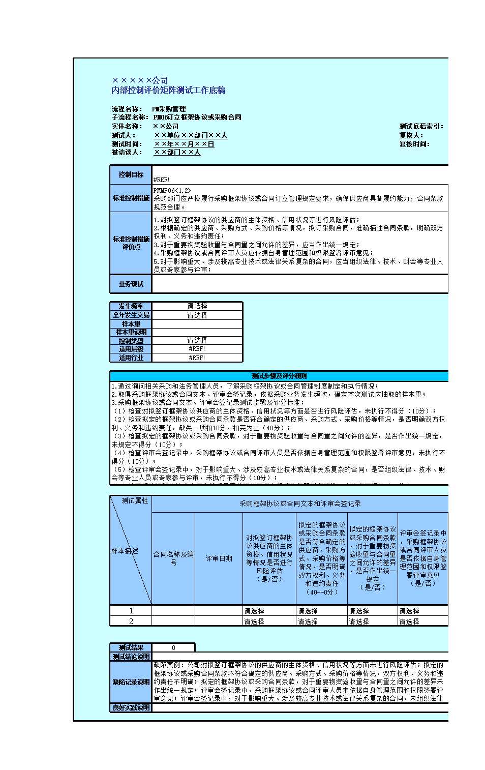 控制活动(采购管理)Excel模板_15