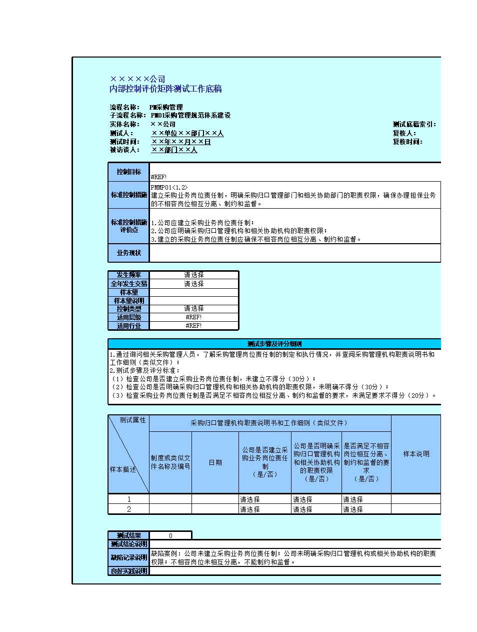 控制活动(采购管理)Excel模板_04