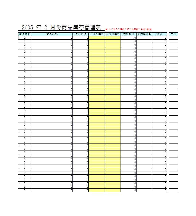 商品库存管理表Excel模板_02