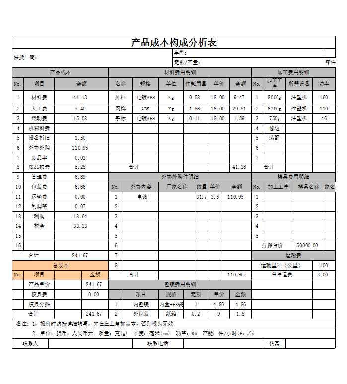 報(bào)價(jià)單產(chǎn)品Excel模板