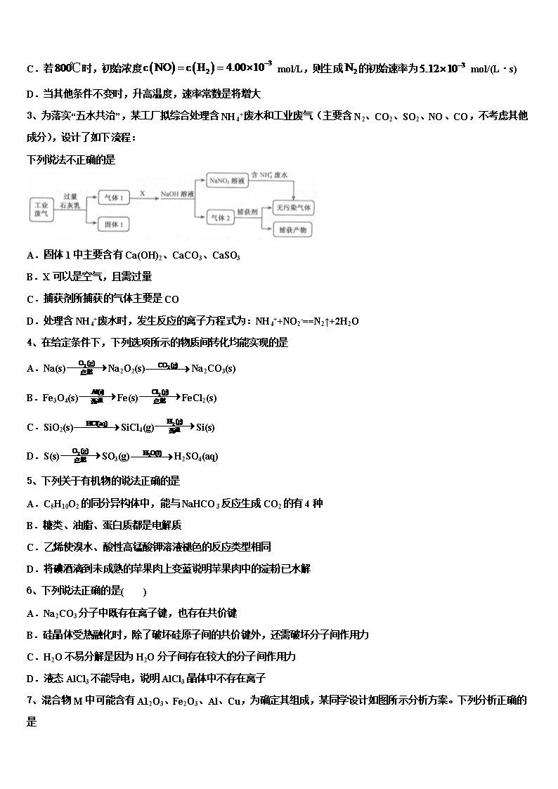 2022年云南省会泽一中高三下学期一模考试化学试题含解析Word模板_02