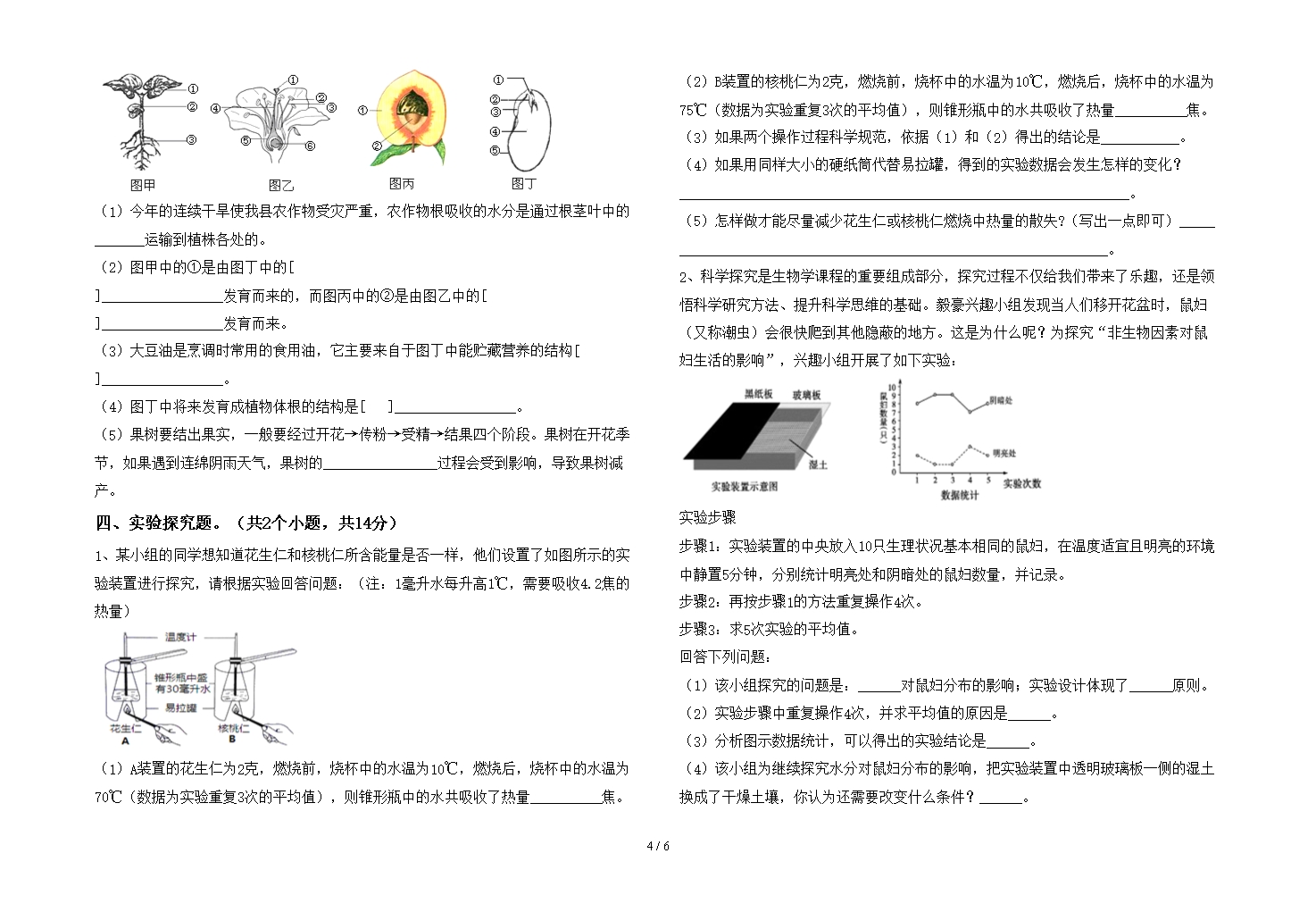 2021年冀教版七年级生物下册期中试卷【附答案】Word模板_04