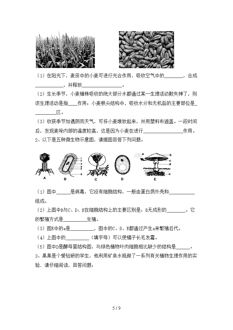 最新初中八年级生物下册期中模拟考试(及答案)Word模板_05