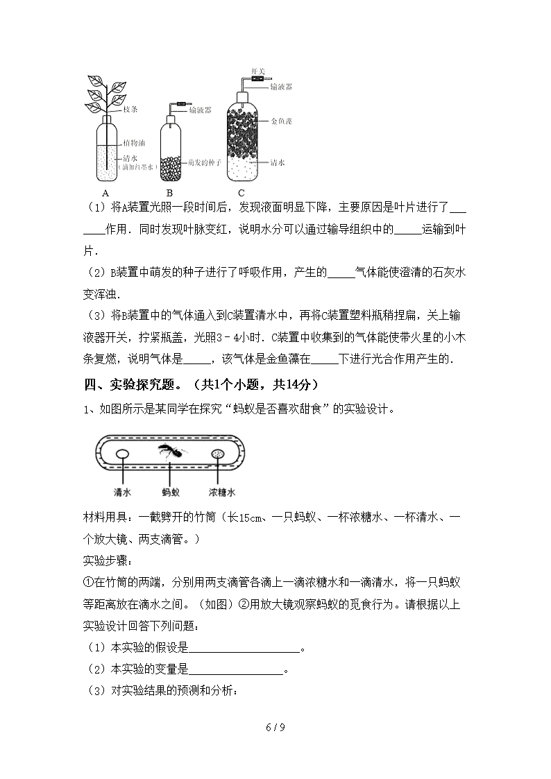 最新初中八年级生物下册期中模拟考试(及答案)Word模板_06