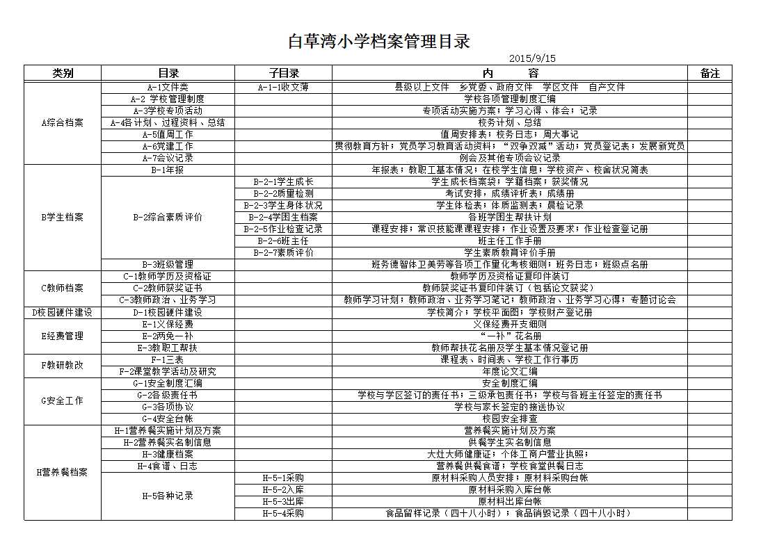 档案管理目录Excel模板