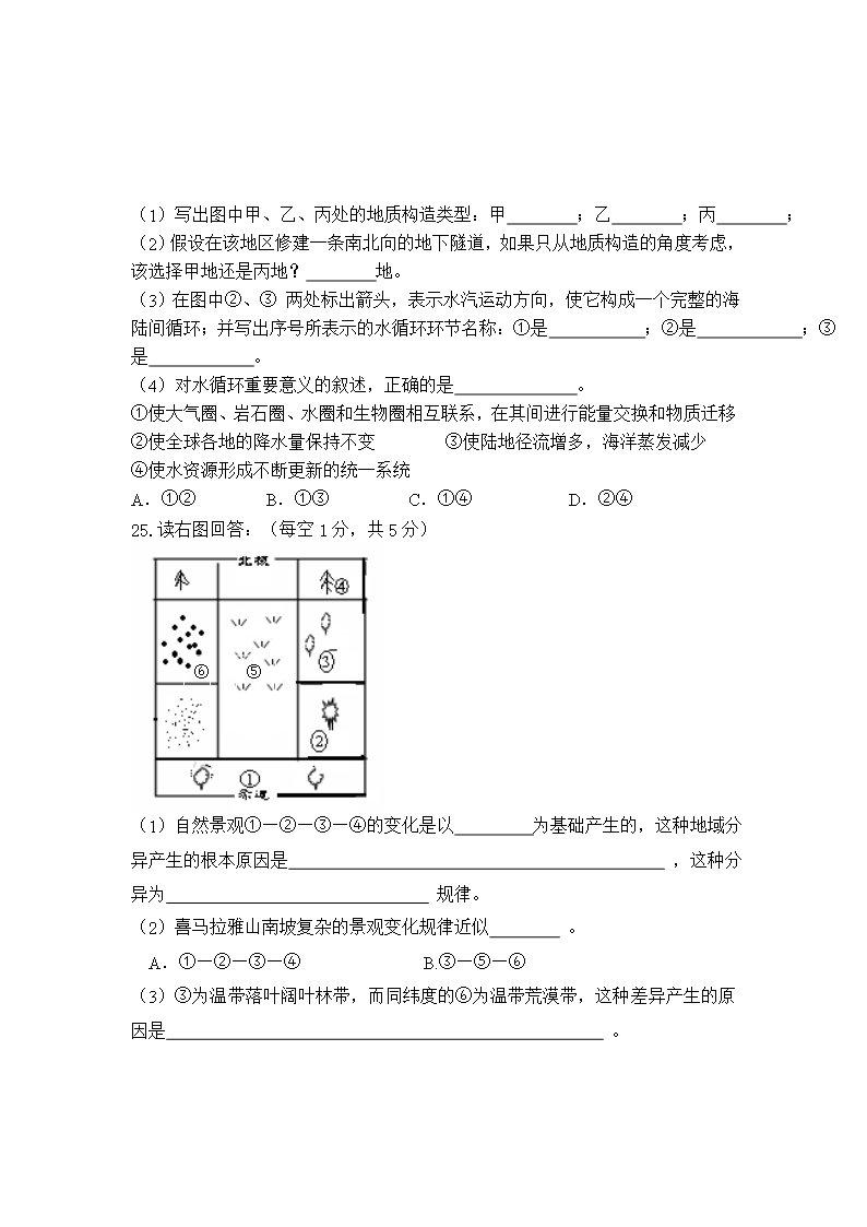 (完整版)高一地理必修一期末考试人教版(含答案)Word模板_05