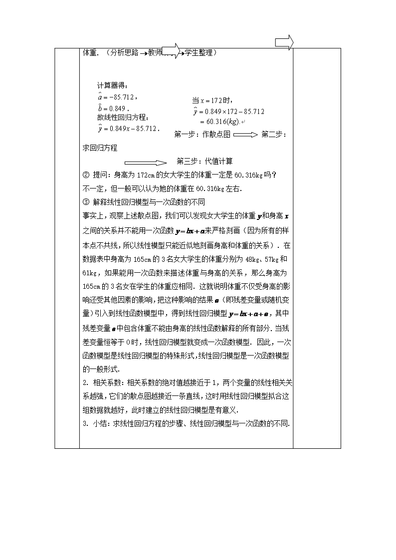 安徽省长丰县高中数学第一章统计案例1.1回归分析的基本思想及其初步应用(1)教案新人教A版选修1-2Word模板_02