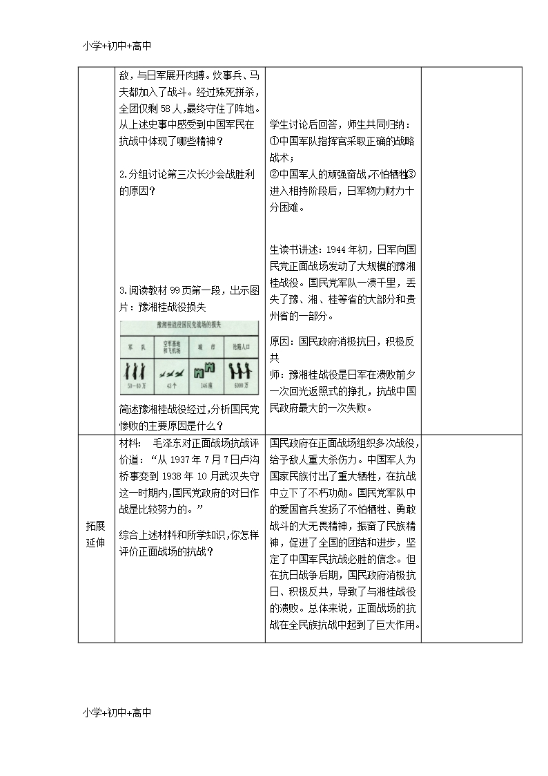 教育最新2017八年级历史上册第六单元中华民族的抗日战争第20课正面战场的抗战教案新人教版Word模板_05