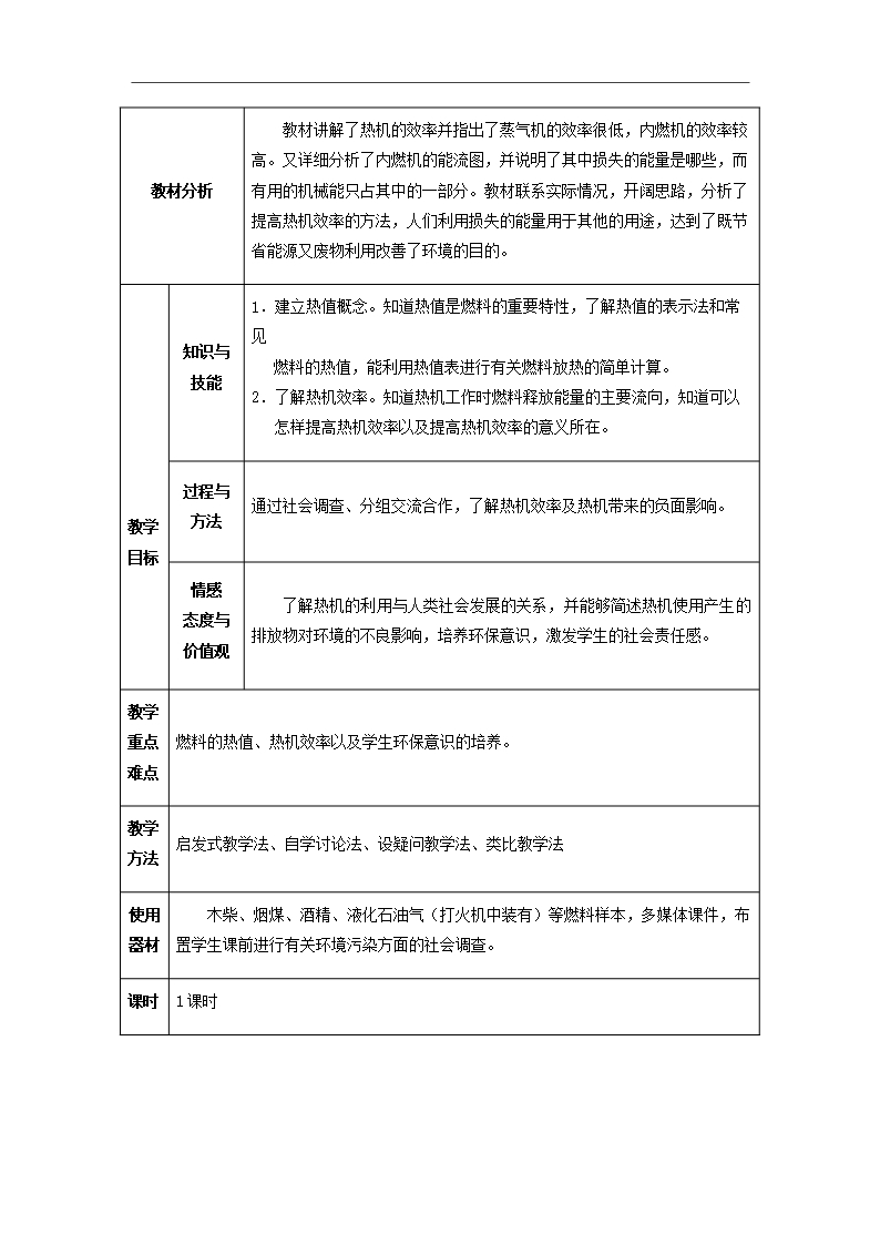 九年级物理全册第14章+内能的利用+第2节+热机的效率教案+新人教版Word模板_02