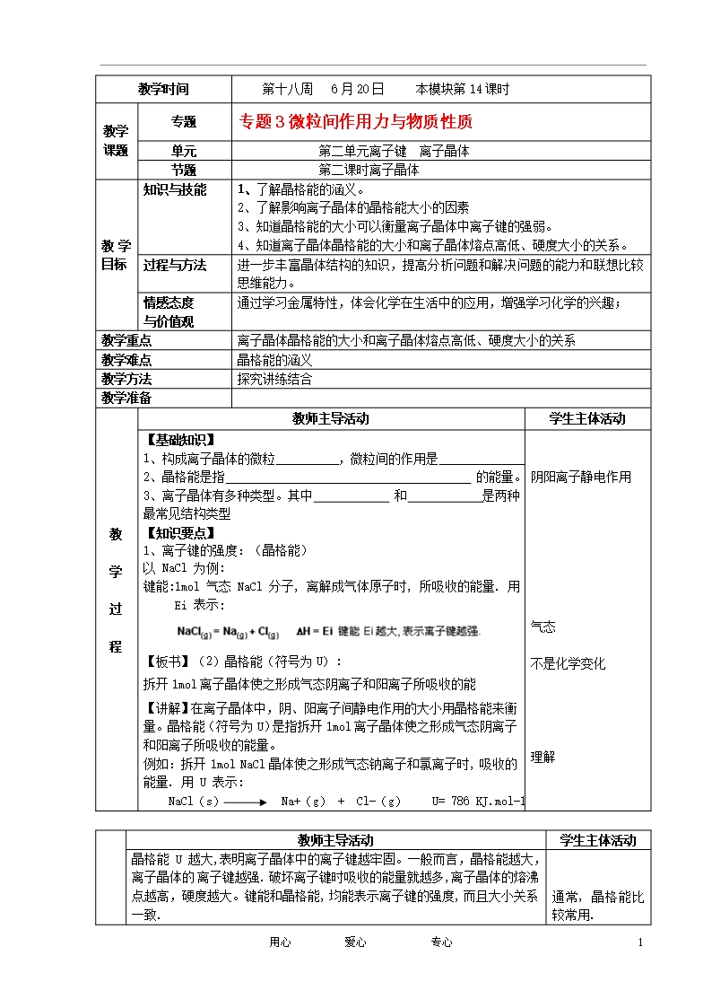 江蘇省新沂市王樓中學(xué)高中化學(xué)-3.2《離子鍵-離子晶體》離子晶體-教案-蘇教選修3Word模板