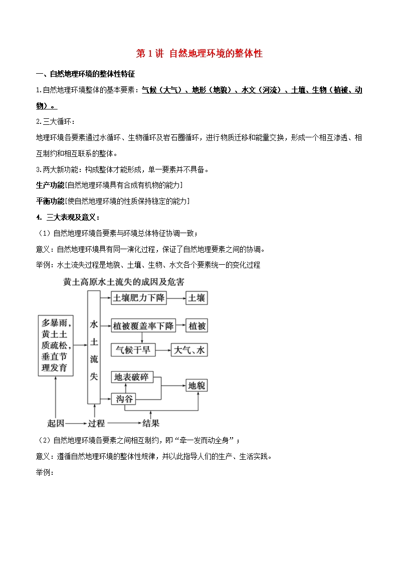 2020屆高考地理一輪復習專題5.1自然地理環境的整體性教案(含解析)Word模板