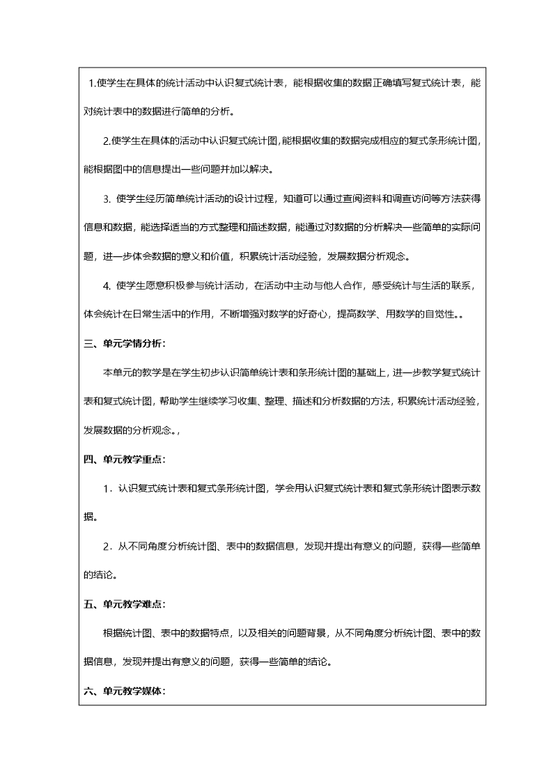 2021年秋五年级数学上册-第六单元-统计表和条形统计图教案-苏教版(1)Word模板_02