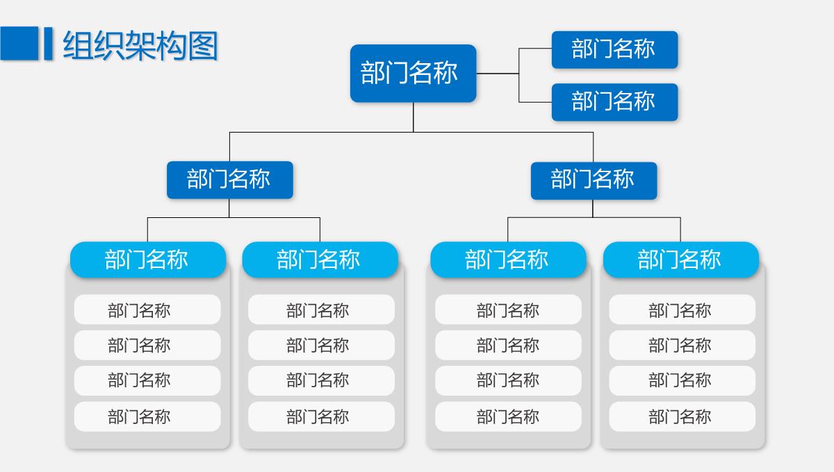 蓝色简约企业组织架构图PPT模板_05