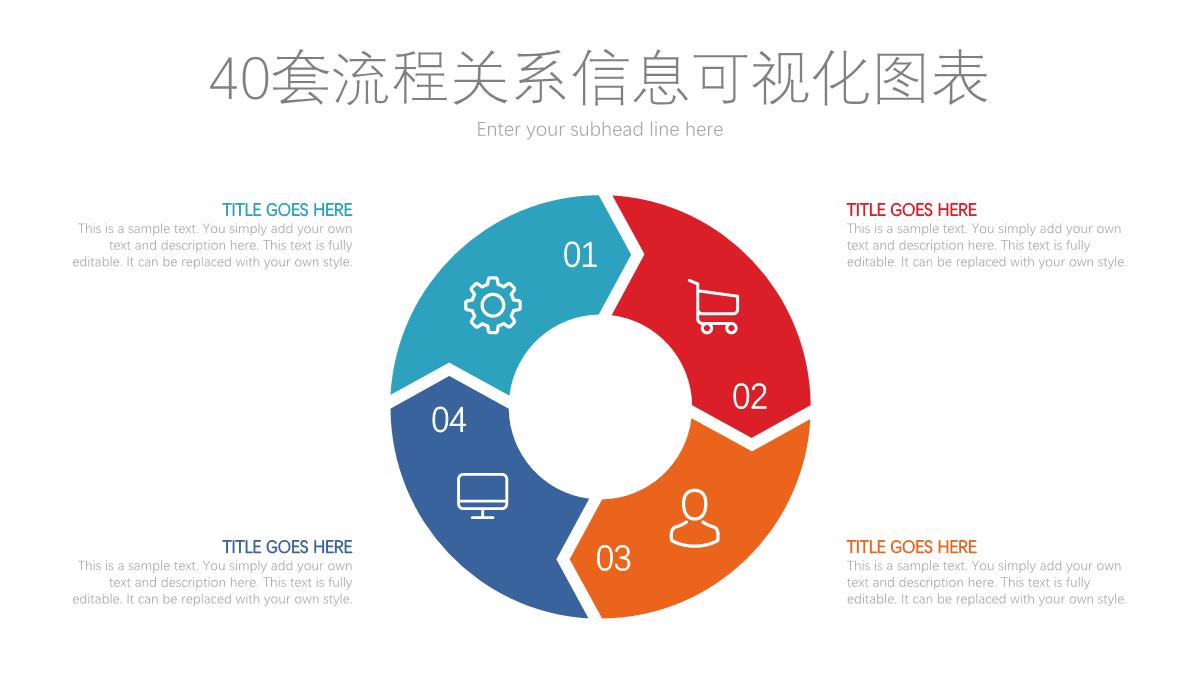 40套圆形流程关系信息PPT图表PPT模板_40