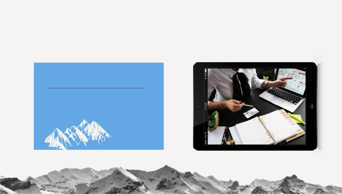 蓝色简约山峦静态企业宣传PPT模板_23