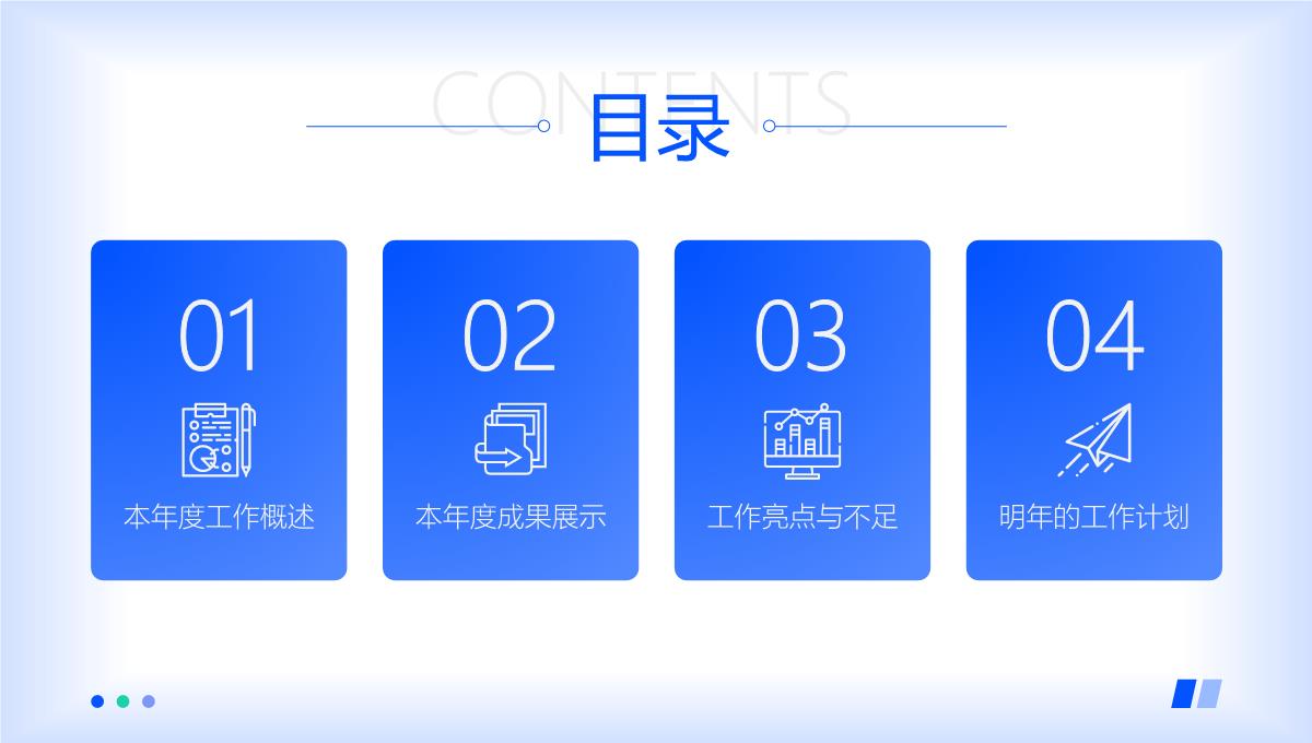 蓝色扁平风互联网年终工作汇报PPT模板_02